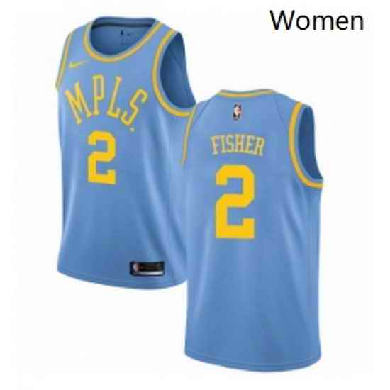 Womens Nike Los Angeles Lakers 2 Derek Fisher Swingman Blue Hardwood Classics NBA Jersey